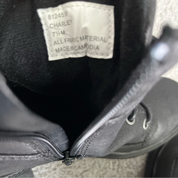 CROWN VINTAGE BLACK SUEDE LACE UP SIDE ZIP ANKLE BOOTS SIZE 7.5 - Picture 5 of 8